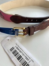 YRI Belt Girls Small Pink Ribbon Jumping Horses 24 Leather Cotton Equestrian