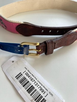 YRI Belt Girls Small Pink Ribbon Jumping Horses 24 Leather Cotton Equestrian