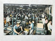 O1230 Vintage Postcard US Bureau of Engraving and Printing large press room