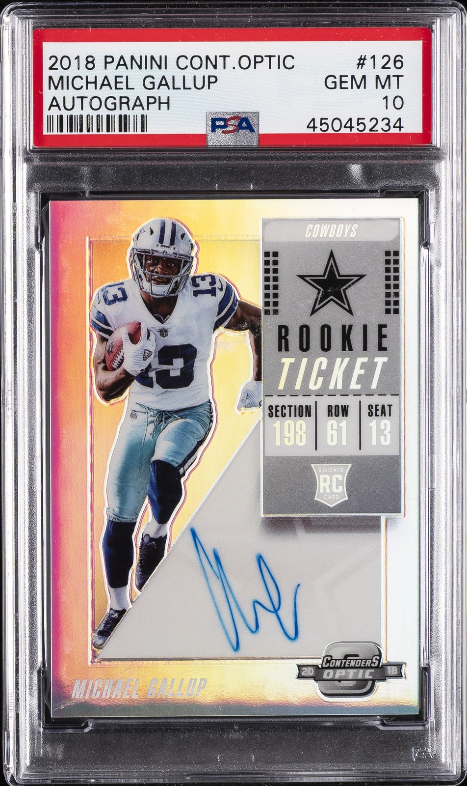 Michael Gallup Panini Contenders Optic #126 Autograph
