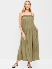 Airy Smocked Maxi Dress SIZE XL Color Kombu z