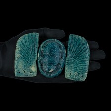 Authentic Ancient Egyptian Antiques Rare Winged Scarab Stone Amulet Artifact BC