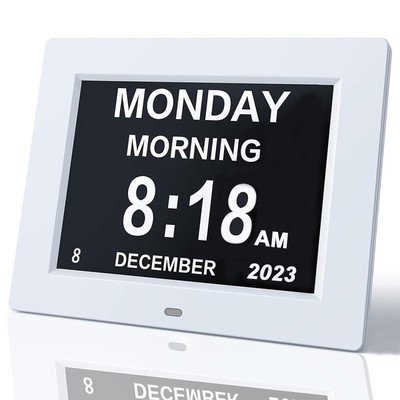 8 Inch Digital Clock Large Display Dementia Clocks with Day and Date for Seni...