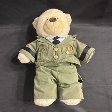 Build A Bear Military Officer Army Green Outfit Light Tan Bear BABW 16"