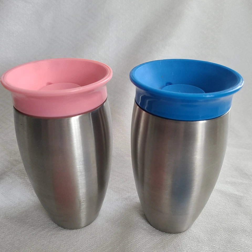 Juego de 2 tazas HOGG 10 oz acero inoxidable 360° cubiertas de tapa extra Foto 2 de 4