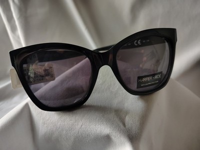 Harper Roe Womens Black Cat Eye Sunglasses Oversized Designer Style UV400 NEW