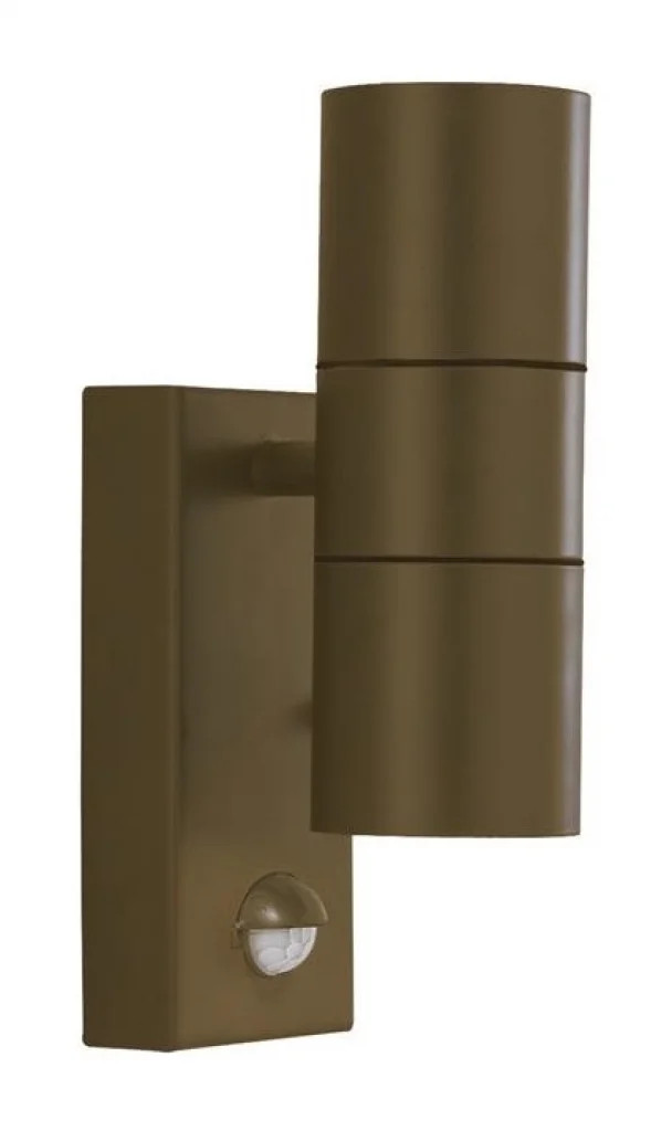 Outdoor Light Brown Metro Double Spot IP44 Rust PIR Motion Sensor Searchlight
