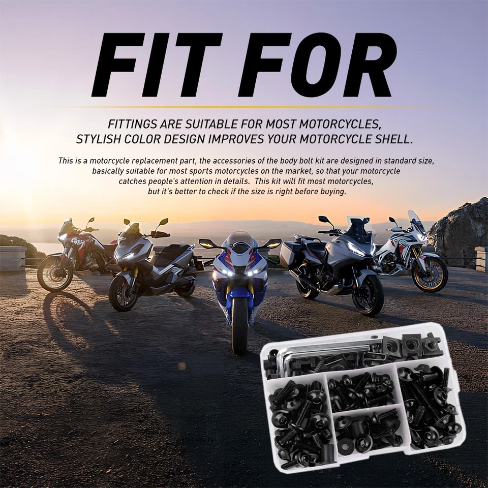 195pcs Motorcycle Complete Fairing Bolts Kit Bodywork Screws Nuts Set M5 M6 USA - Image 2 of 4