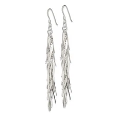 Silver Polished Fancy Drop Squiggle Dangle Earrings QE3973