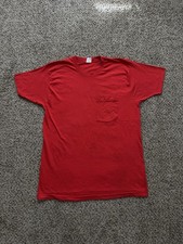 Vintage Fruit Of The Look Red Selvedge Pocket Tee Made In USA