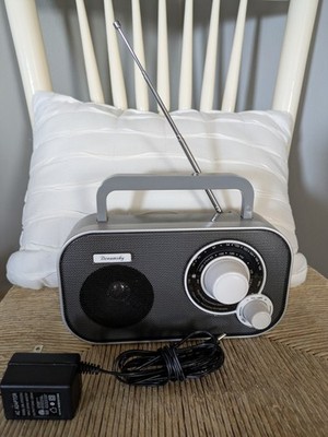 DreamSky portable AM/FM radio,retro design with tuning dial & carry handle