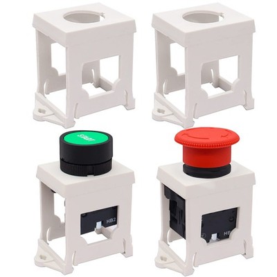 mxuteuk 4PCS 22mm Push Button Switch DIN Rail Fixed bracket, White