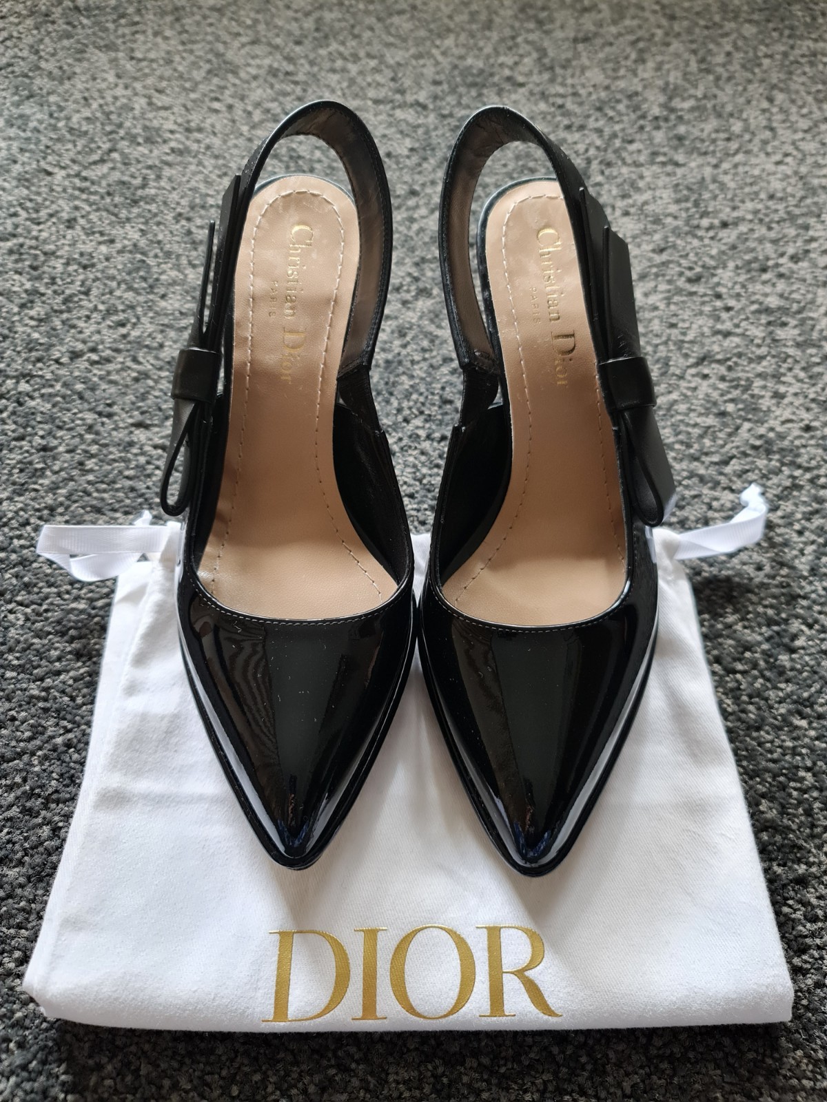 Christian Dior Black Patent Leather Heels Size 36 Luxury Designer Shoes