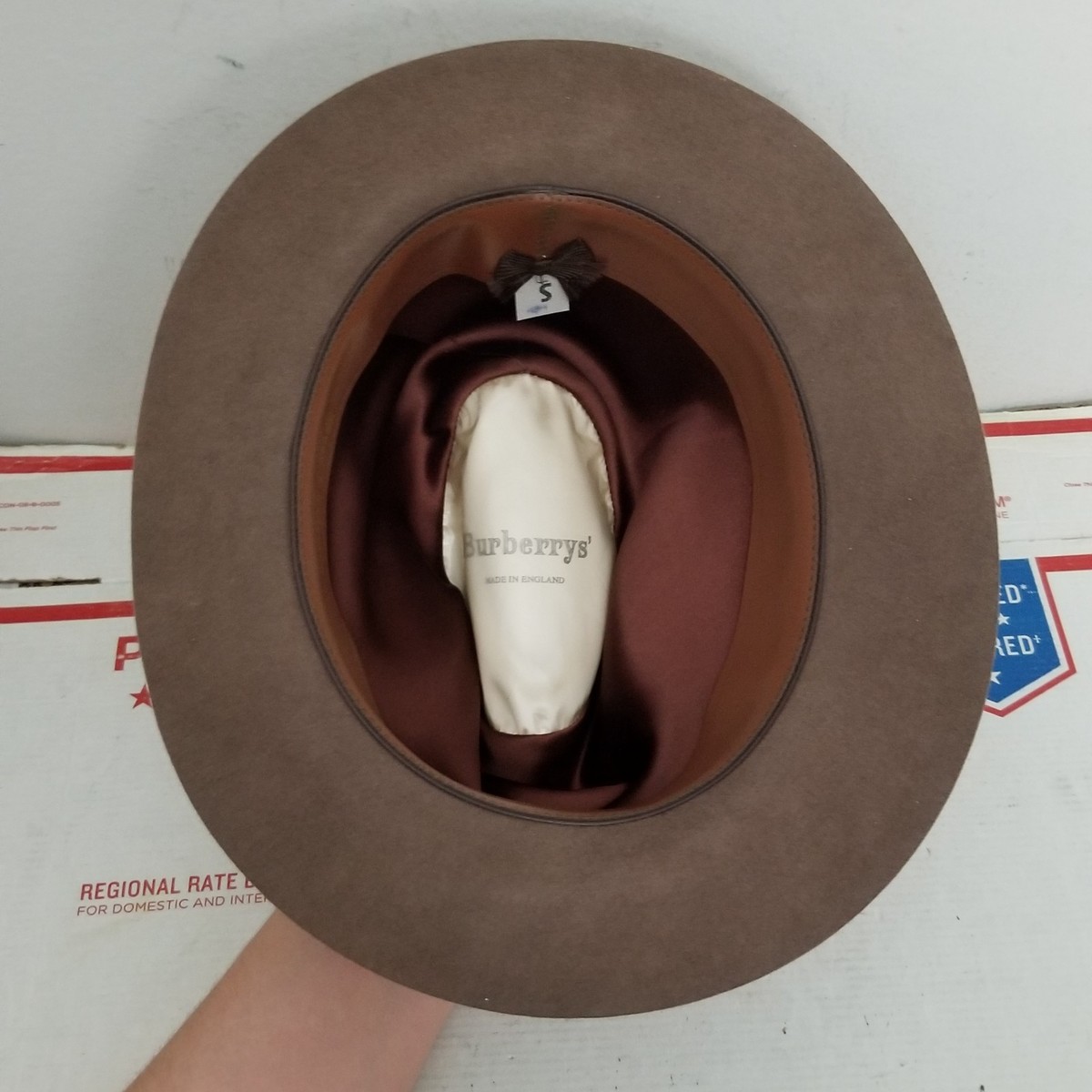 Vintage Burberry Fedora Hat Mens Small Brown Fur Felt Derby  display picture 3