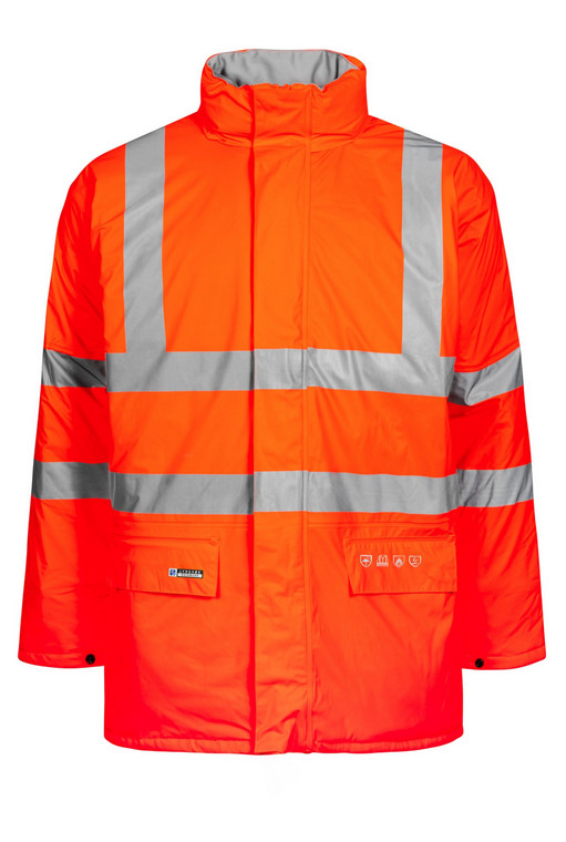 LYNGSOE - HI-VIS WINTER JACKET IN EXTRA STRONG PVC QUALITY LR3456 ORANGE