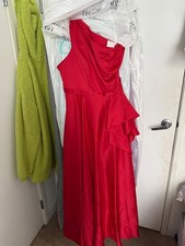 one shoulder davids bridal red dress