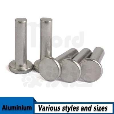 Aluminium Flat Head Solid Rivets - 3mm 4mm 5mm 6mm x(5mm to 30mm) New - Image 1 of 4