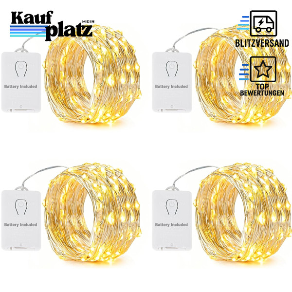 Lichterkette 60 Led 6M Warmweiß Kupfer Drahtlichterkette Mit Timer FüR-image