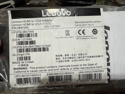 NEW Genuine Lenovo 0B47069 HDMI to VGA Adapter Cable Factory Sealed NIB