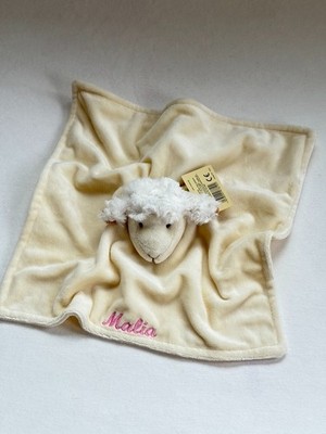 INWARE Baby Rassel Schnuffeltuch personalisiert Kuscheltuch Schaf Lamm Babytuch