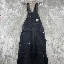 Vintage Carhartt Overalls Men 32x36 Black Double Knee Distressed R01 BLK