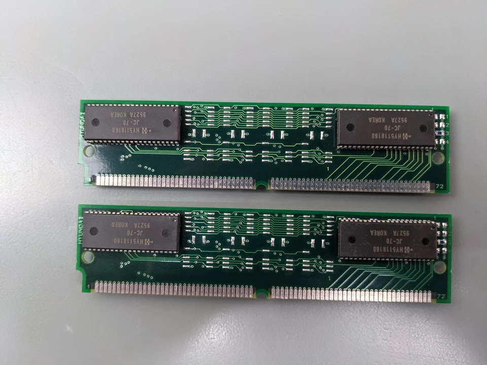 (2) Hynix 8MB FPM SIMMs, 72-pin RAM Memory Sticks (16MB Total) HYM532220W-70 - Image 2 of 3