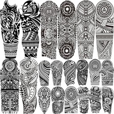 20 Sheets Maori Temporary Tattoos Full Arm Sleeve Waterproof
