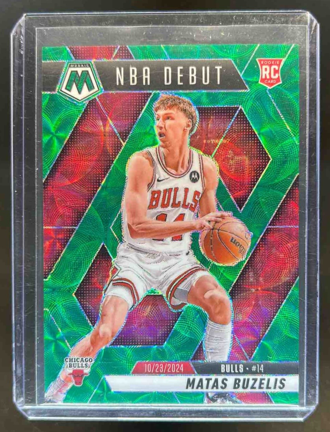 2024-25 Mosaic Matas Buzelis RC International Green NBA Debut #9/15 Bulls