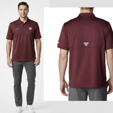 Texas Aggies A&M Columbia PFG Polo Shirt Mens XL Maroon Fishing Mesh Vented