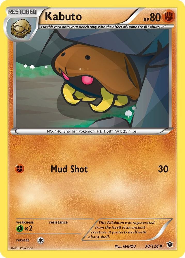 Kabuto 38/124 Uncommon XY - Fates Collide Pokemon NM/LP