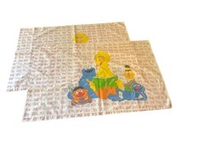 Vintage Sesame Street Pillowcases Big Bird Cookie Bert Ernie Alphabet Design