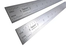 12" Rigid Machinist Rule Ruler Hardened Spring Steel 4R Graduations in 1/8", ...