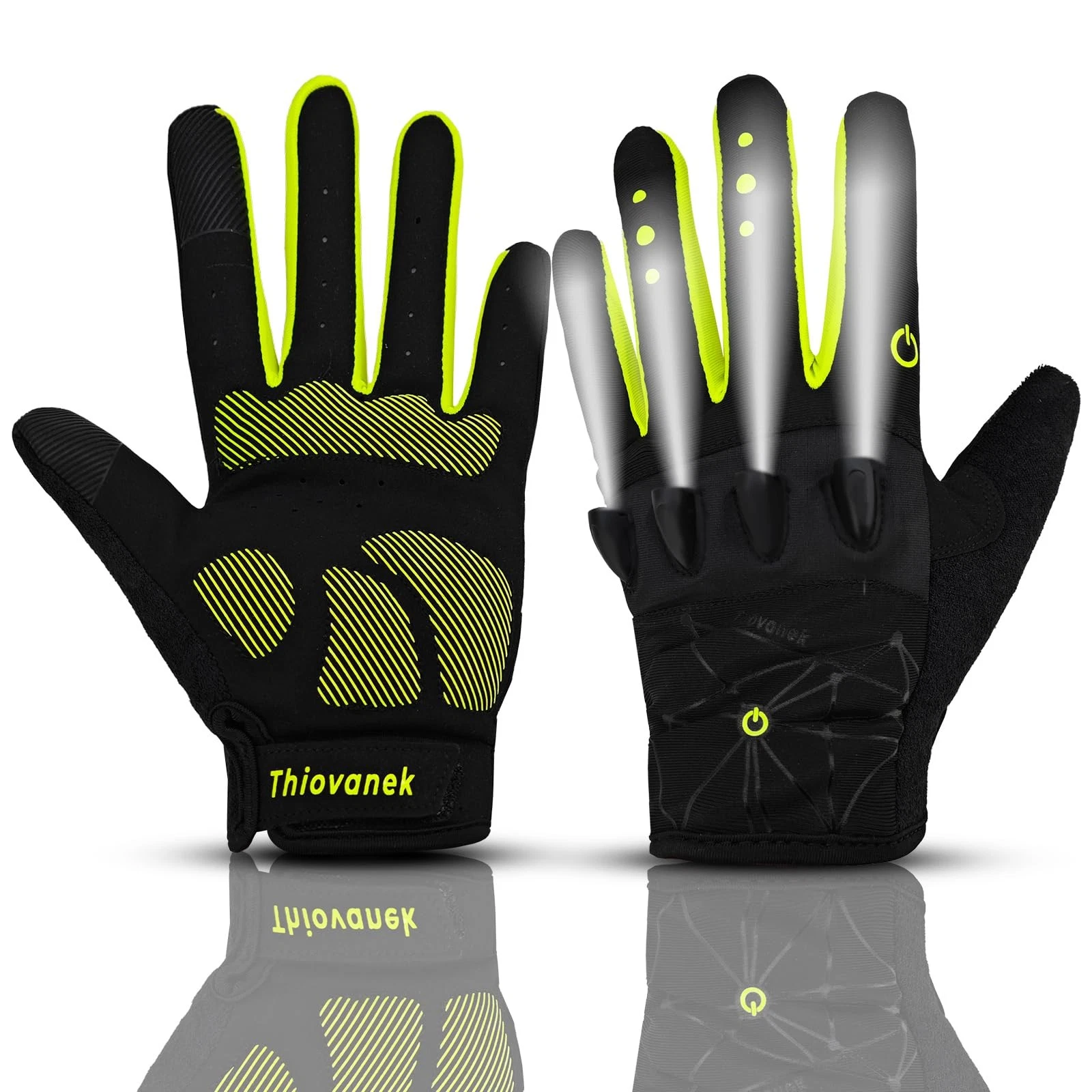 Rechargeable 4 Flashlight Cycling Gloves Full Finger Hands Flashlight for Run...