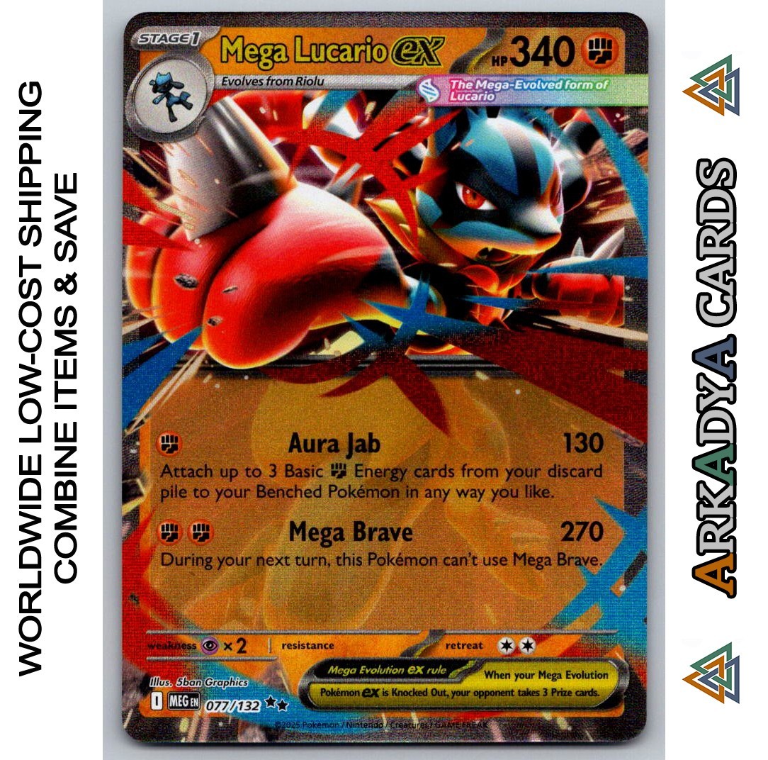 Mega Lucario EX - 077/132 - Mega Evolution Base set - 2025 Pokémon - NM