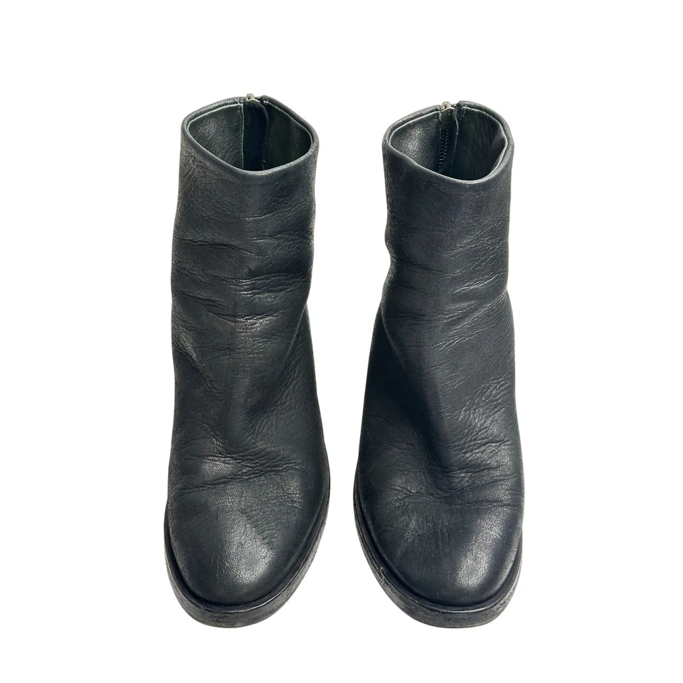 Botas al Tobillo Marsell Italianas de Cuero Tacón Bloque Punta Redonda Cremallera Invierno Motociclista 36.5/6 Foto 2 de 4