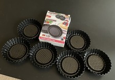 Ernesto - Mini Tart Tins 6 Pack Non-Stick Tartlet Tins Fluted Cases 10cm across 