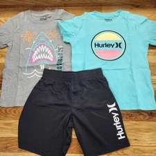 Nwt Hurley 3 PC Set Boy Girl Size 5T Blue Activewear 2 T-Shirt 1 Shorts Active 