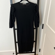 Women’s Zara Black Bodycon Mid Sleeve Length Dress Small