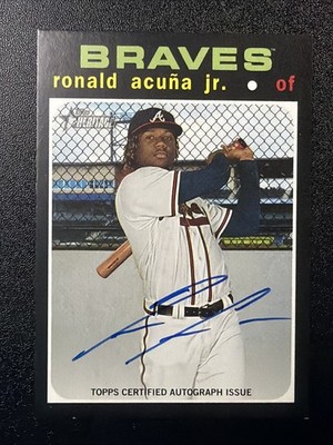 Ronald Acuna Jr Auto 2020 Heritage High Number #ROA-RA Braves On Card Auto Y