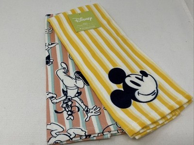 Disney Mickey & Friends Striped Cotton Kitchen Towels 14'' x 26''  Set of 2