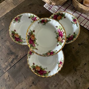 Lot De 3 Bols Mélangeurs Royal Albert Old Country Roses Avec Bord Argenté - Emboîtables