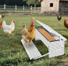 Aluminum Automatic Chicken Feeder Chook Food Feeder Treadle Self Opening Pou