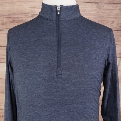 Travis Mathew Pullover Mens Medium Blue 1/4 Zip Lightweight Stretch Golf Top