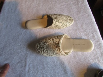 New ZARA Home Lingerie Collection Satin Crystal Flower Slippers New Sz 41