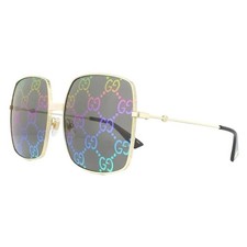 Gucci GG0414S 003 Women's Sunglasses Gold Multicolor Square Oversized Frame