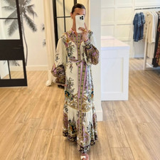 Alemais Antoinette Shirt Dress Size 12 AU/UK (US 8) Maxi Long Sleeve Floral Silk