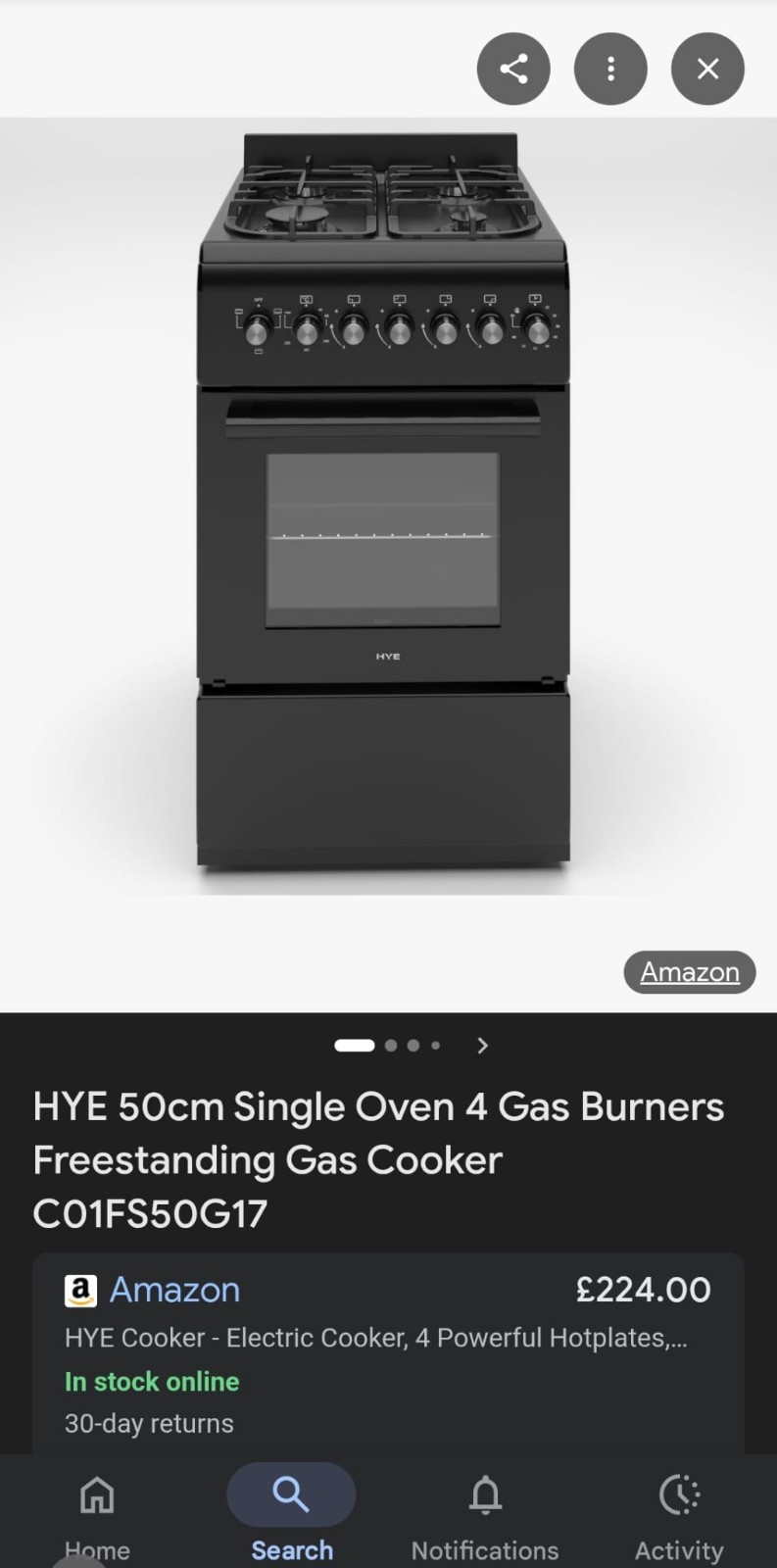 Hye Electric Cooker Single Oven Black Hob Stainless Steel Kitchen Appliance New
