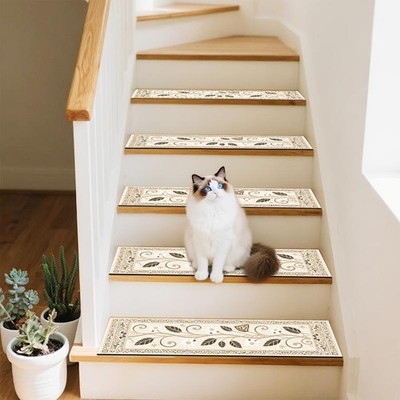 Simple Patterned Printed Stair Mats, Non-slip Stair Rugs, Step Protection Rugs