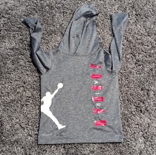 Jordan Dri-Fit Boys Pullover Hoodie Jumpman Logo Gray Size 7 Long Sleeve