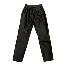Vintage 80  s High Waist Pleated Leather Pants Black Size 6